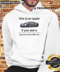 Funny hoodie design featuring an apple and a Bugatti Chiron W16 Super Sport, perfect for car lovers and humor enthusiasts.