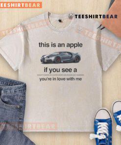 Funny washed t-shirt featuring 'This Is An Apple' design with Bugatti Chiron W16 Super Sport, perfect for car lovers.