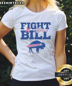Good Breast Cancer Awareness 'Fight Like A Buffalo Bills' Ladies Tee in pink, promoting support and strength in the fight against cancer.