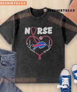 Good Buffalo Bills Nurse It's A Work Of Heart Heartbeat washed t-shirt, perfect for fans and healthcare heroes.