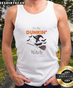 Good Dukin Donuts x Snoopy I'm The Witch Halloween Tank Top featuring vibrant graphics for festive fall style.