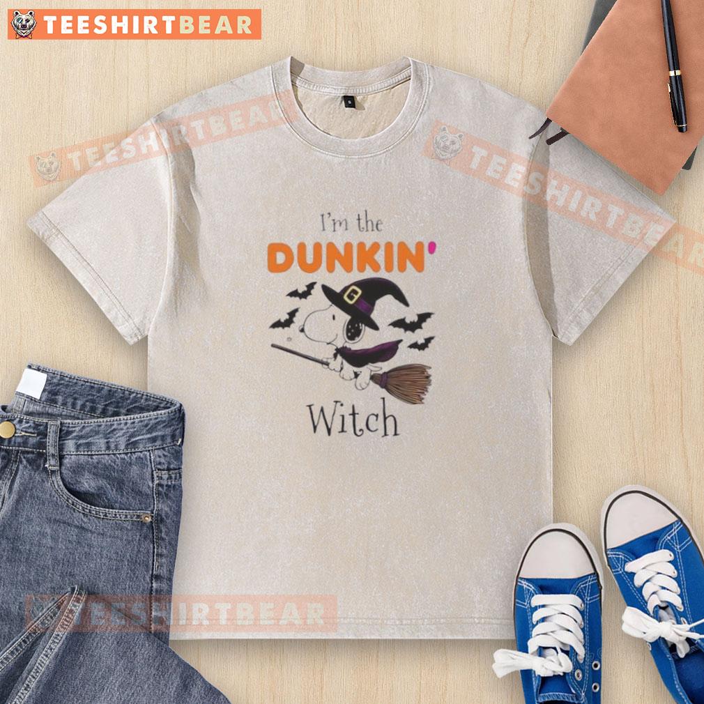Good Dukin Donuts x Snoopy I'm The Witch Halloween washed t-shirt featuring a whimsical design perfect for spooky season.