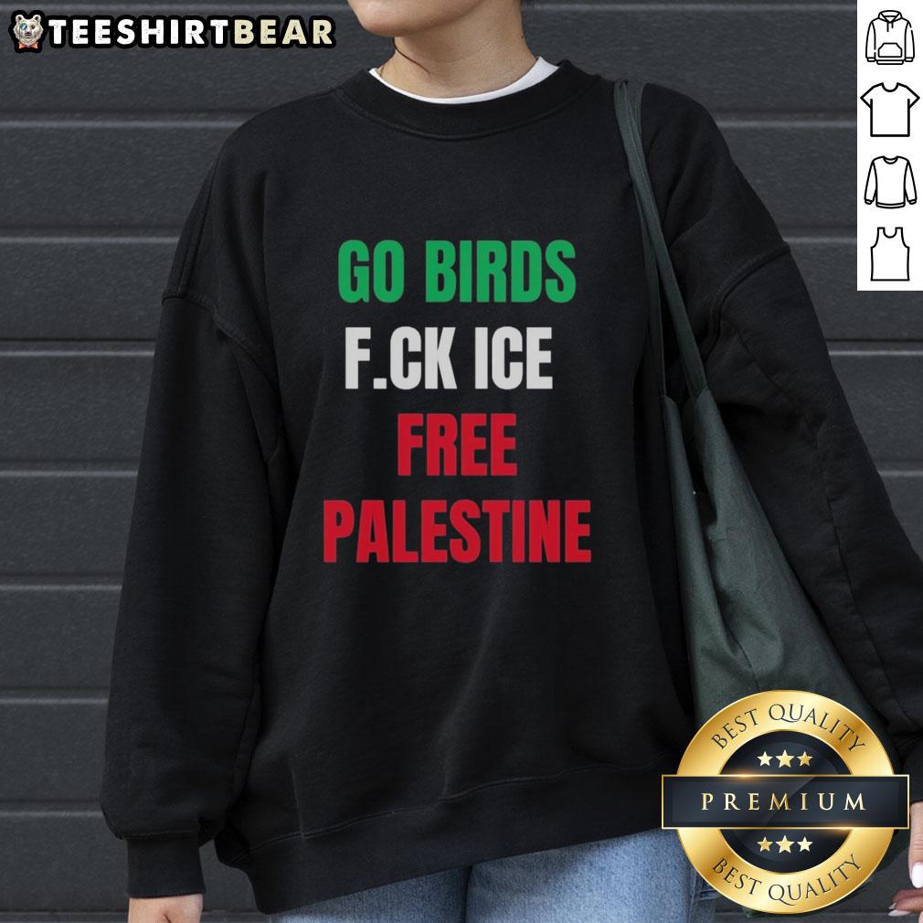 Good Go Birds F.Ck Ice Free Palestine shirt worn by Hannah Einbinder at the Emmy awards, showcasing bold activism.