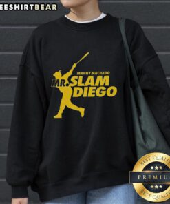 Good Manny Machado Mr. Slam Diego sweatshirt featuring vibrant graphics celebrating the San Diego Padres star player.