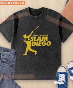 Good Manny Machado Mr. Slam Diego washed t-shirt featuring vibrant graphics for Padres fans.