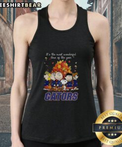 Good Snoopy and Friends autumn tank top featuring Florida Gators design, perfect for the most wonderful time of the year.