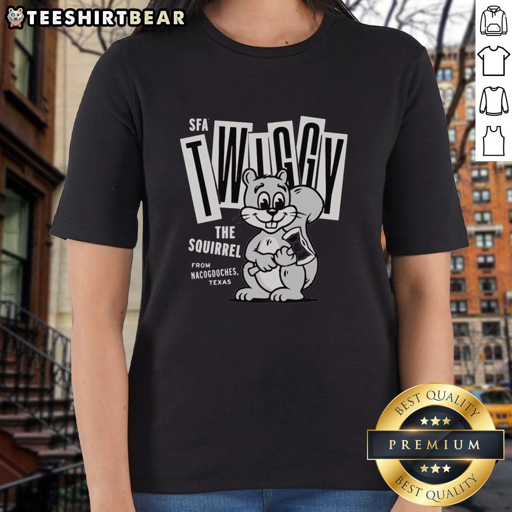 Alt Text: Good Stephen F. Austin Twiggy the Campus Squirrel Ladies Tee featuring a cute squirrel design on a stylish t-shirt.