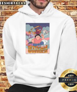 Alt Text: Good Steven Universe hoodie featuring three magical guardians and Steven, perfect for fans of the show.
