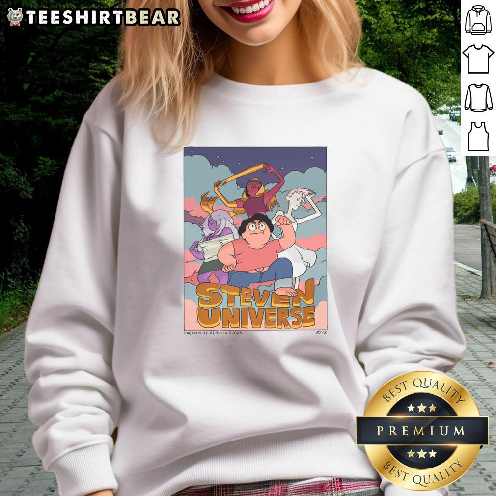 Good Steven Universe sweatshirt featuring three magical guardians and Steven, perfect for fans of the animated series.