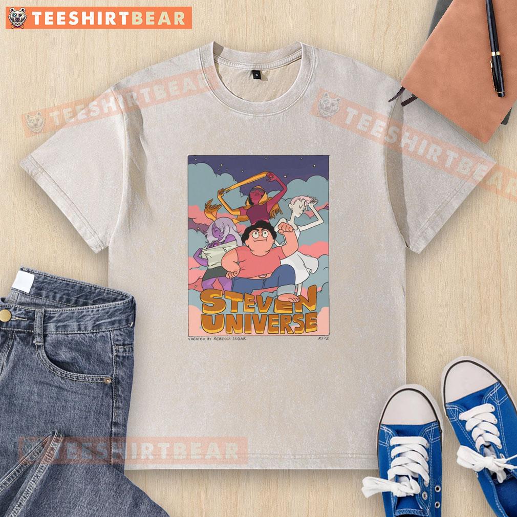 Good Steven Universe t-shirt featuring three magical guardians and Steven, showcasing vibrant colors and fun design.