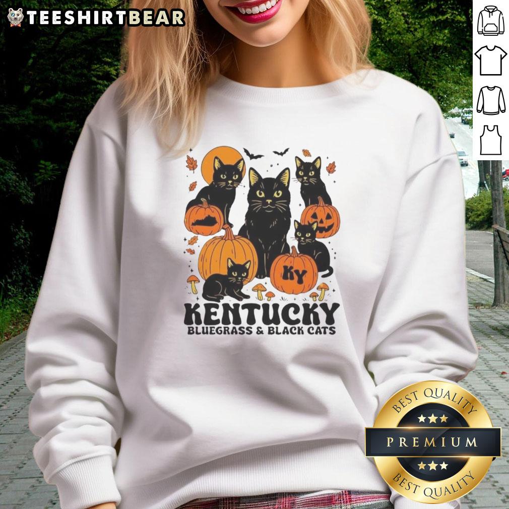 Good The Bluegrass and Black Cats Halloween Pumpkin Sweatshirt featuring spooky designs and vibrant autumn colors.