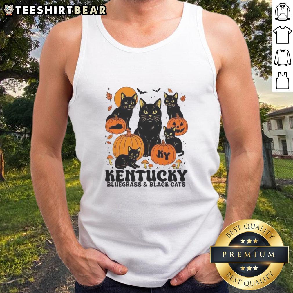 Good The Bluegrass and Black Cats Halloween Pumpkin Tank Top featuring playful design for festive autumn style.