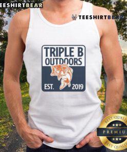 Good Triple B Outdoors bass fishing tank top, established 2019, perfect for fishing enthusiasts and outdoor adventures.