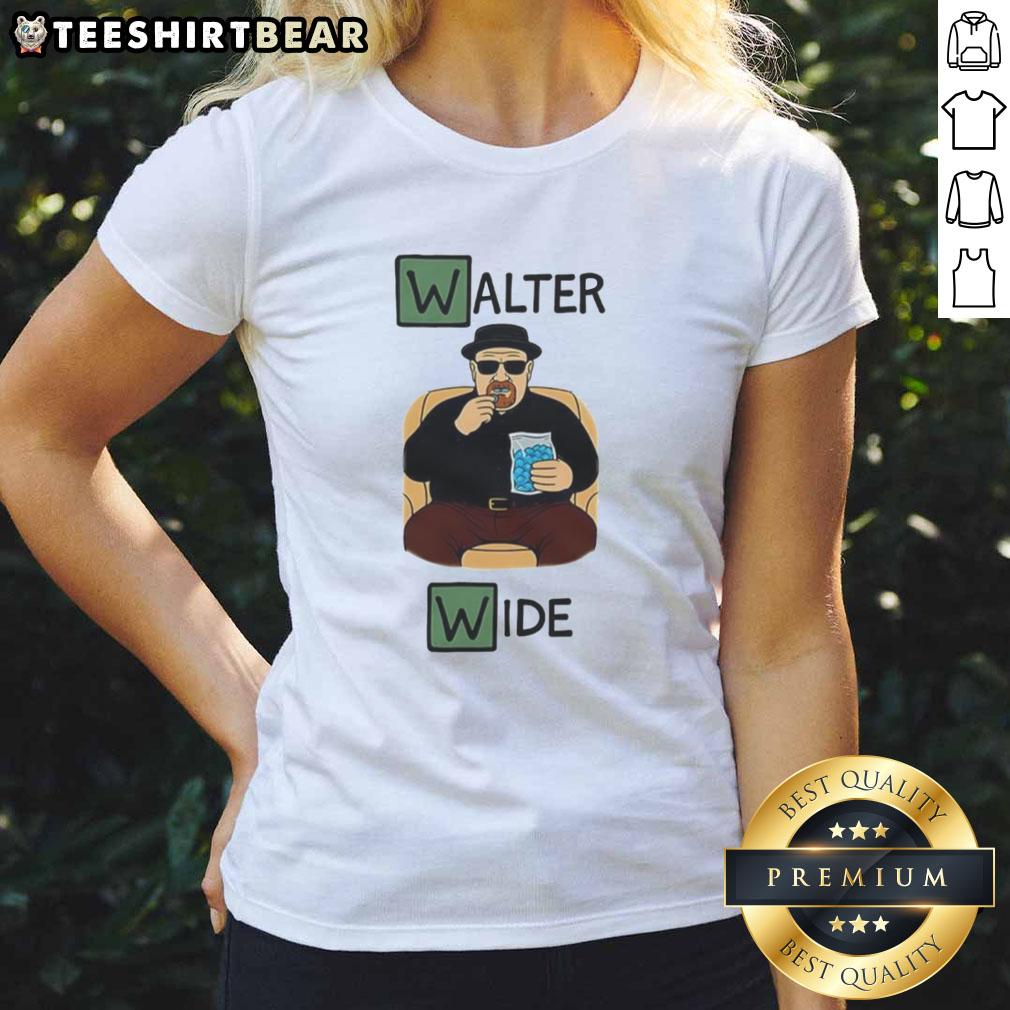 Good Walter White Breaking Bad caricature on a ladies tee, showcasing vibrant colors and unique design for fans.