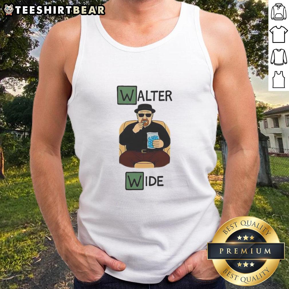 Caricature of Walter White from Breaking Bad on a wide tank top, perfect for fans of the iconic TV series.