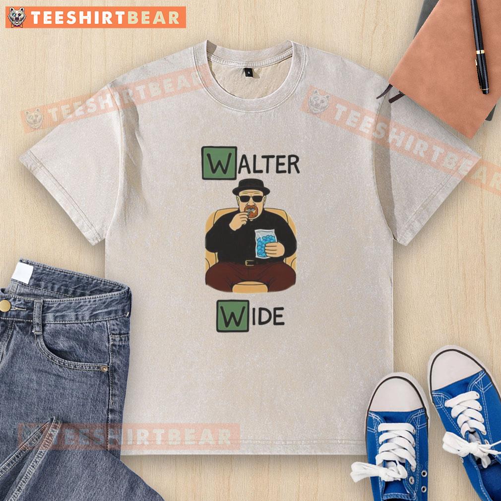Good Walter White Breaking Bad caricature on a washed white t-shirt, perfect for fans of the iconic TV series.