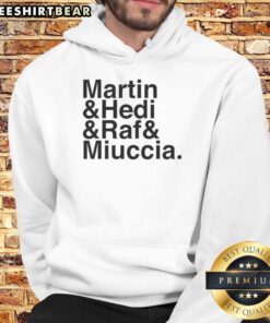 Alt Text: Stylish Hot Martin hoodie featuring designs by Hedi Slimane, Raf Simons, and Miuccia Prada, perfect for fashion lovers.