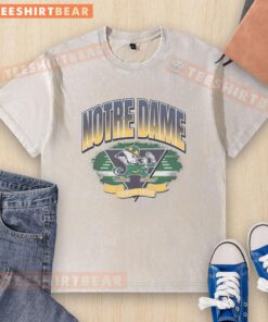 Fade washed t-shirt featuring Hot Notre Dame Fighting Irish Arena logo, perfect for fans of college sports.