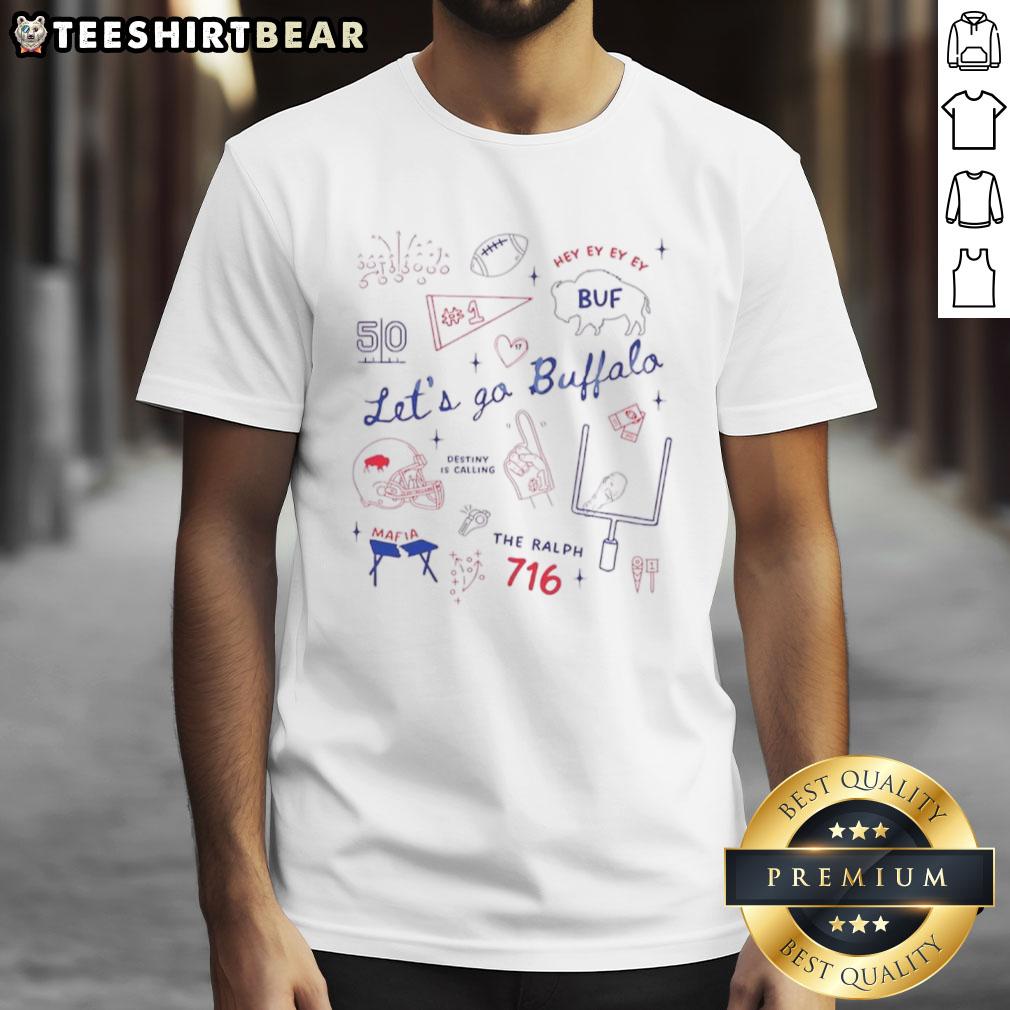 Nice Buffalo Bills Football Doodles T-Shirt featuring vibrant doodle designs and team colors for fans.