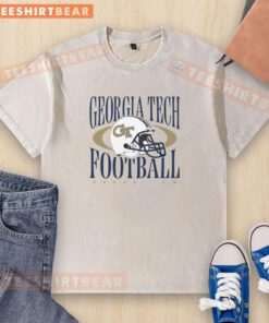 Nice Georgia Tech Yellow Jackets football Sting Em helmet graphic on a washed t-shirt for fans.