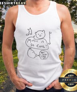 Trendy art tank top featuring 'Nice Music Is Cool Yes I Also Like It' design, perfect for music lovers and casual style.