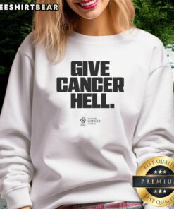 Alt Text: 2025 Nice Oregon Ducks Football 'Give Cancer Hell' sweatshirt featuring team colors and logo, perfect for fans.
