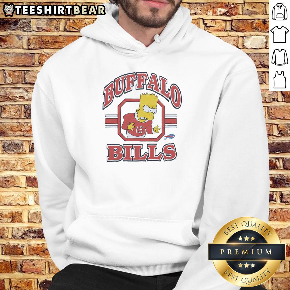 Bart Simpson wearing a Buffalo Bills hoodie, showcasing a fun blend of pop culture and sports fashion.