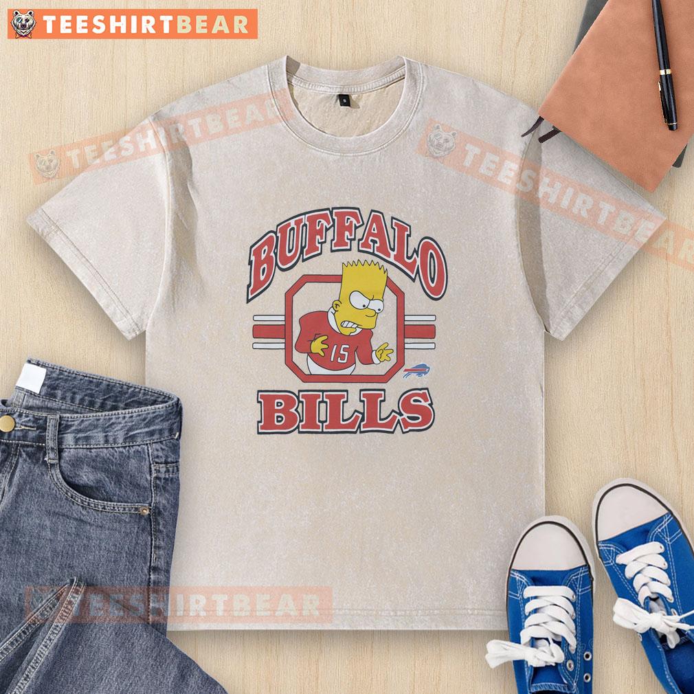 Nice The Simpsons Bart X Buffalo Bills washed t-shirt featuring Bart Simpson in Buffalo Bills colors.