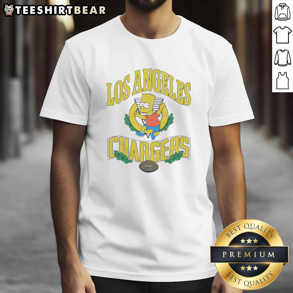 Nice The Simpsons Bart X Los Angeles Chargers T-Shirt featuring Bart Simpson in Chargers gear, perfect for fans.