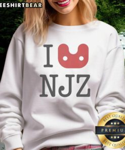 Official I Love NJZ Sweatshirt in vibrant color, showcasing New Jersey pride and stylish comfort for casual wear.