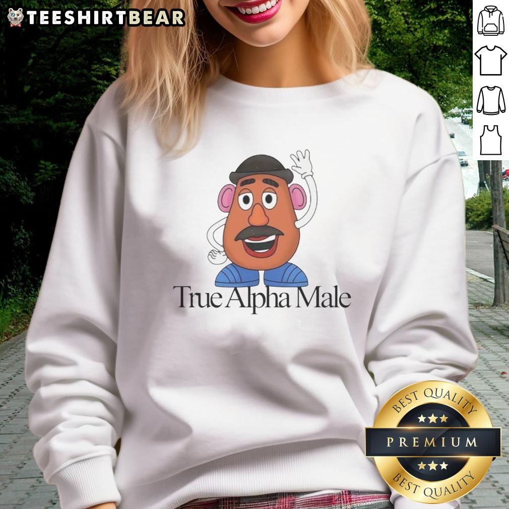 Alt Text: Official Monsieur Patate True Alpha Male Toy Story character sweatshirt featuring vibrant colors and fun design.