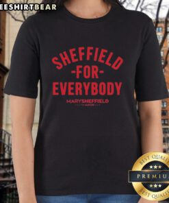 Official Sheffield For Everybody ladies tee featuring Sheffield Mayor Mary, perfect for supporters of local initiatives.