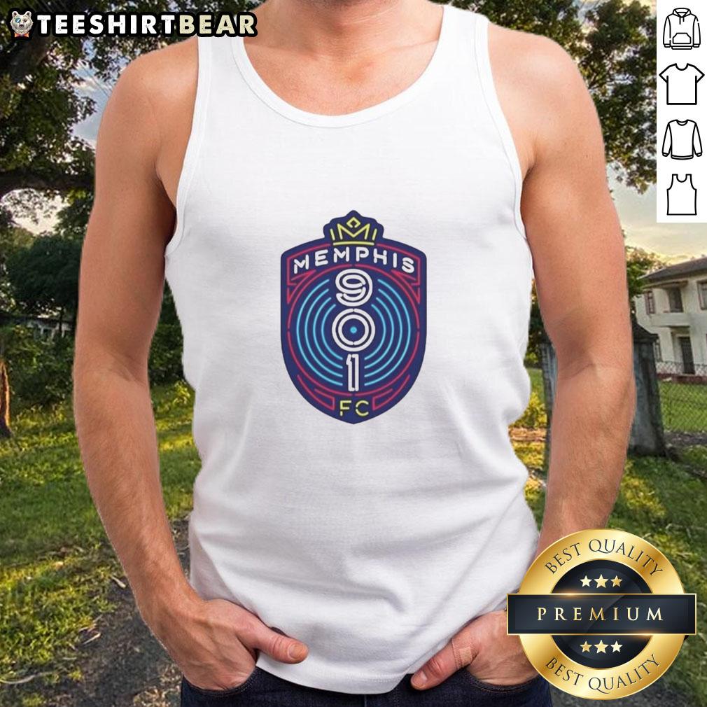 Original 901 Memphis FC logo tank top featuring vibrant colors and bold design, perfect for soccer fans.