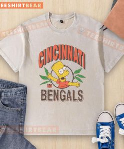 Alt Text: Original The Simpsons Bart x Cincinnati Bengals Jungle Washed T-Shirt featuring vibrant cartoon design and team colors.