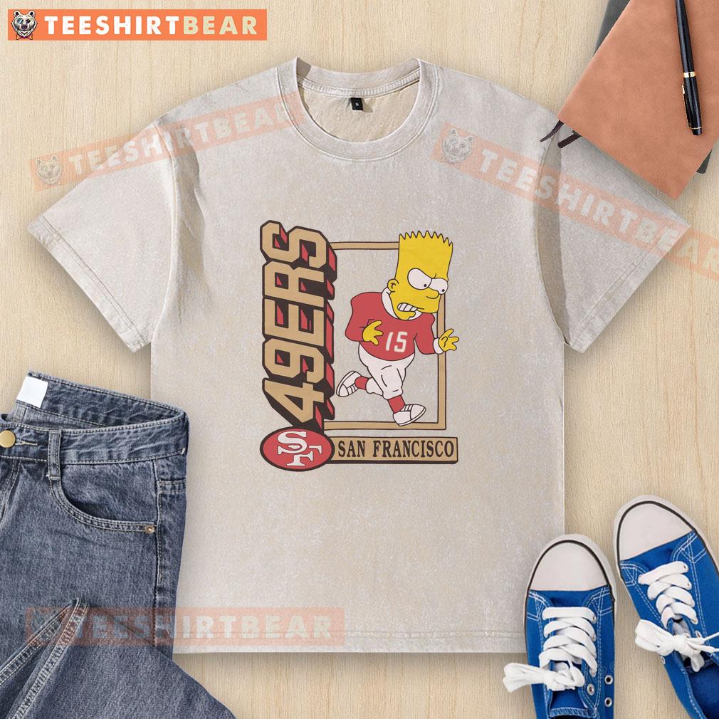 Original The Simpsons Bart X San Francisco 49ers washed t-shirt featuring Bart Simpson in team colors and logo.