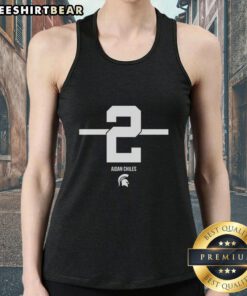 Alt Text: Premium Michigan State Spartans Football Aidan Chiles 2 Stripe Tank Top featuring team colors and logo.