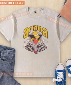 Alt Text: Premium The Simpsons Bart X Arizona Cardinals Washed T-Shirt featuring a vibrant design of Bart Simpson and team logo.