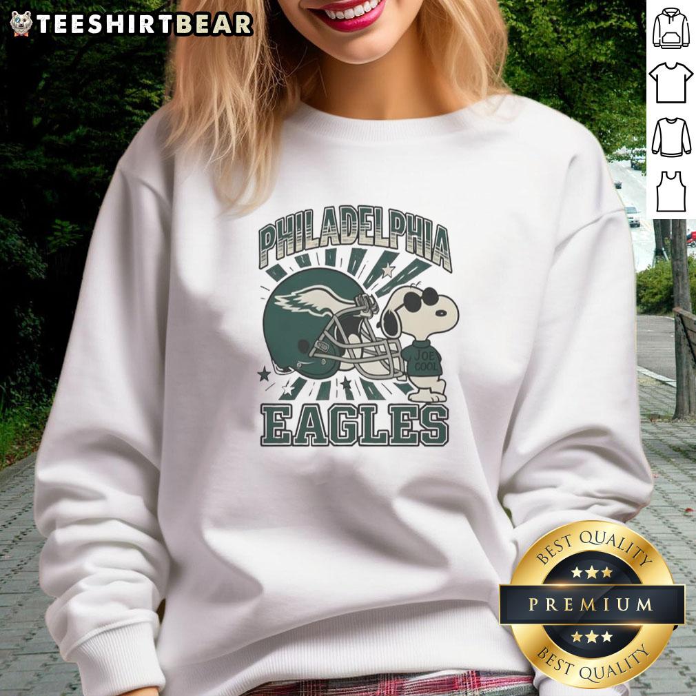 Pretty Philadelphia Eagles Snoopy Joe Cool Bird Gang sweatshirt featuring vibrant colors and playful design.