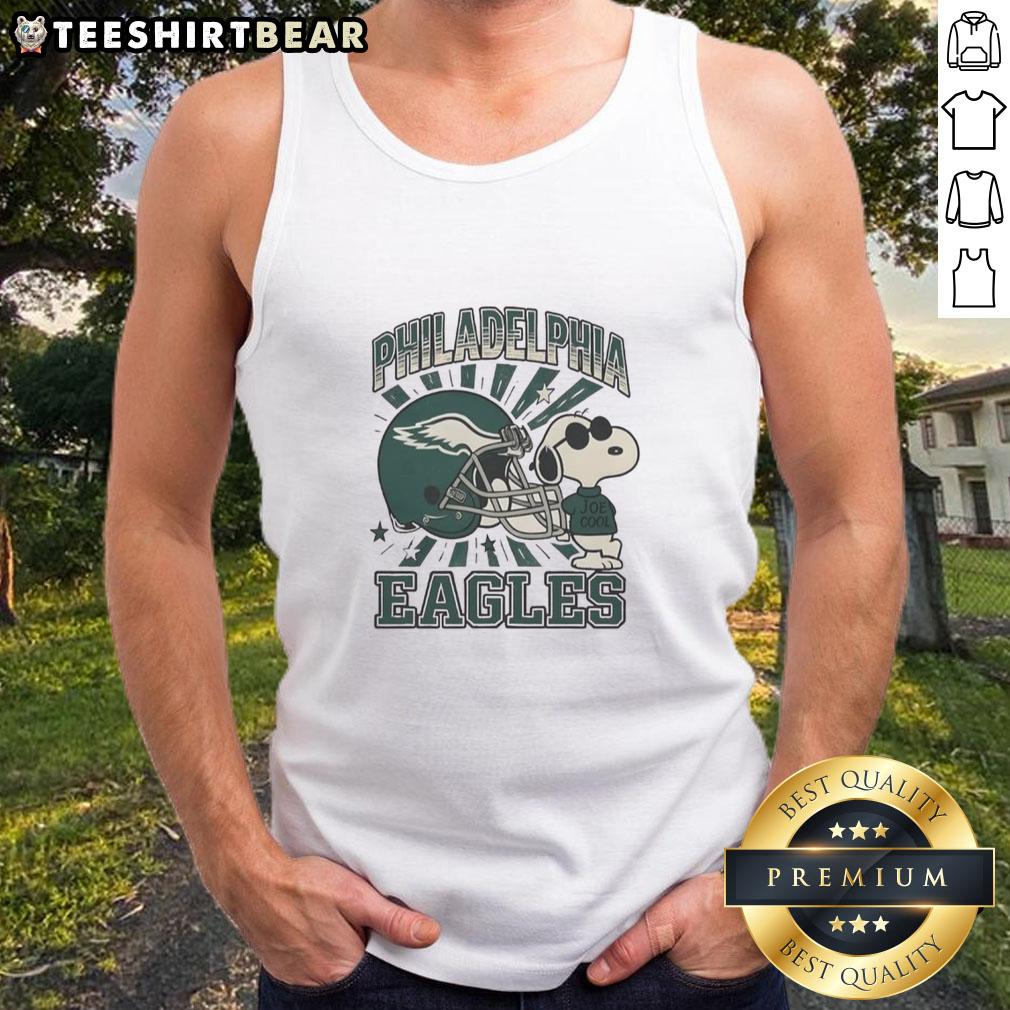 Pretty Philadelphia Eagles Snoopy Joe Cool Bird Gang tank top featuring vibrant graphics for fans.