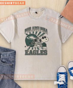 Pretty Philadelphia Eagles Snoopy Joe Cool Bird Gang washed t-shirt featuring colorful graphics and a relaxed fit.