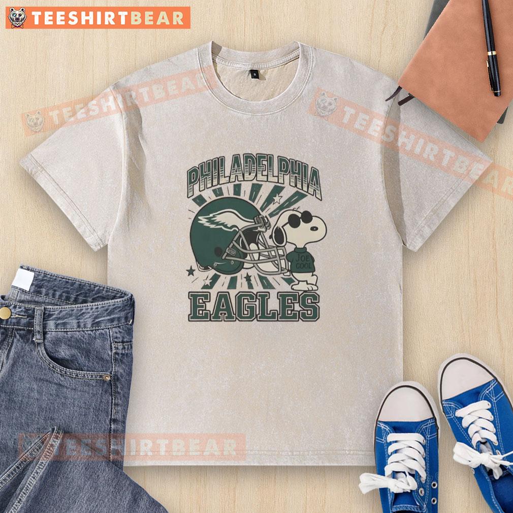Pretty Philadelphia Eagles Snoopy Joe Cool Bird Gang washed t-shirt featuring colorful graphics and a relaxed fit.