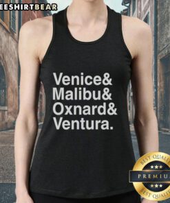 Stylish Pretty Venice Malibu Oxnard and Ventura tank top with vibrant beach-themed design for summer fashion.