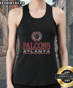 Top Atlanta Falcons crest tank top featuring the team's logo in bold colors, perfect for fans and summer wear.