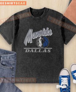 Vintage washed t-shirt featuring the Dallas Mavericks logo, perfect for fans of the Top Dallas Mavericks Fly By design.