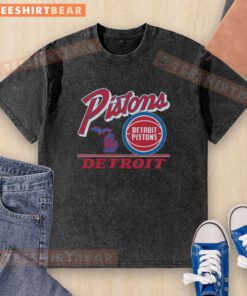 Top Detroit Pistons Fly By Vintage Washed T-Shirt featuring classic logo and retro style, perfect for basketball fans.