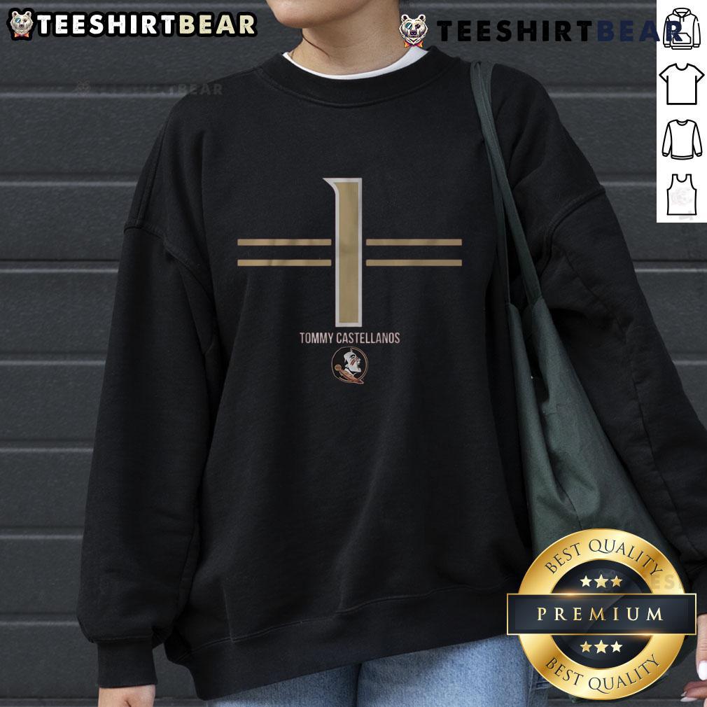 Top FSU Football Tommy Castellanos 1 Stripe Sweatshirt in garnet, featuring a stylish design perfect for game day.