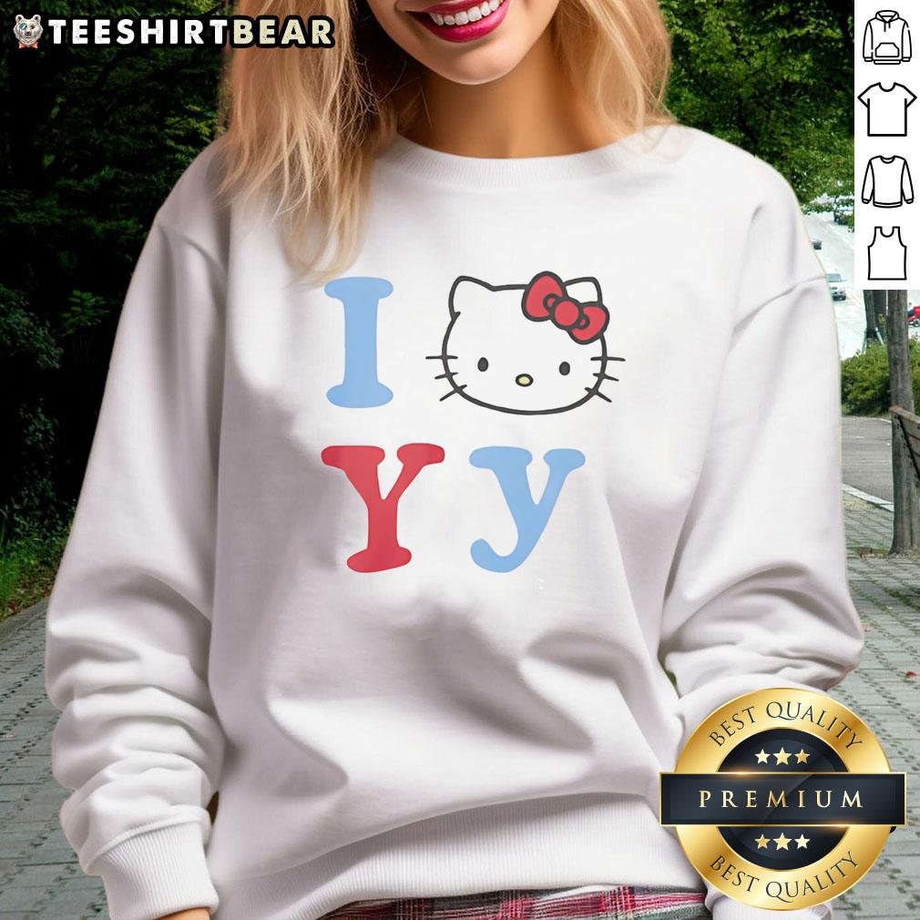 Alt Text: Cozy Top I Love YY Hello Kitty Sweatshirt featuring a cute Hello Kitty design, perfect for casual wear and fans.