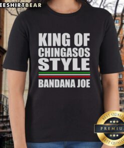 Top King of Chingasos Bandana Joe ladies tee featuring vibrant design and comfortable fit for stylish casual wear.
