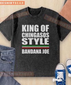 Alt Text: Top King Of Chingasos Bandana Joe washed t-shirt featuring vibrant graphic design for casual streetwear style.