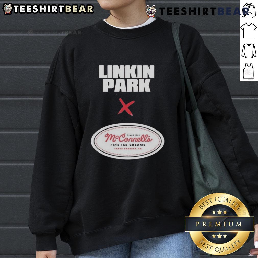 Top Linkin Park x McConnell's Fine Ice Creams sweatshirt, promoting the September 5, 2025 event in Santa Barbara, CA.
